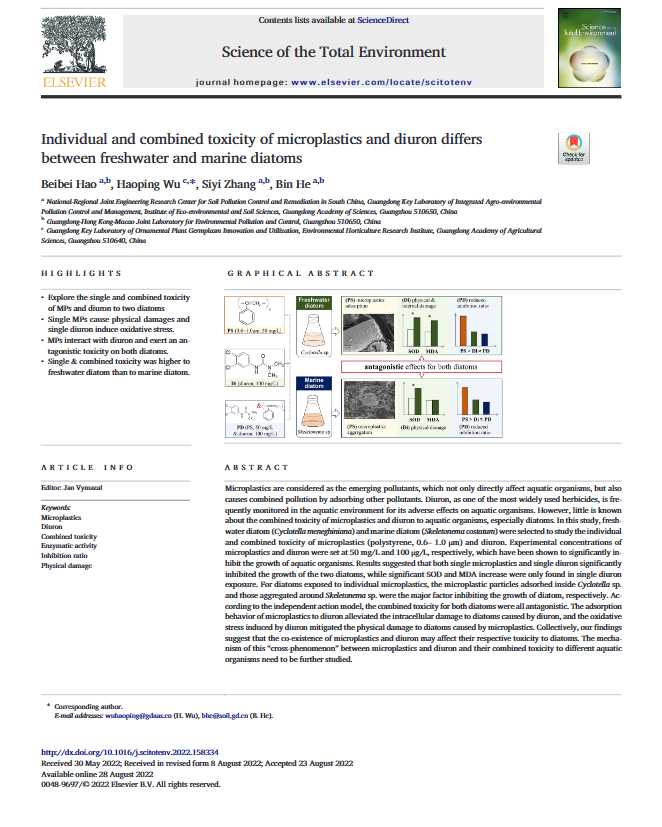 Individual And Combined Toxicity Of Microplastics And Diuron Differs